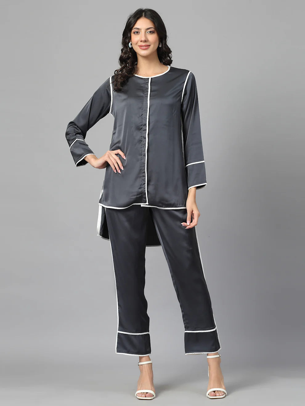 Sterling Satin Piped Co-ord Set