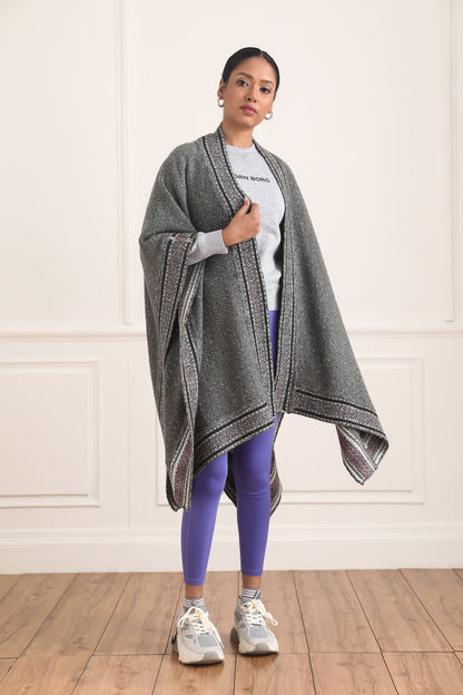 Samantha Herringbone Weave Cape