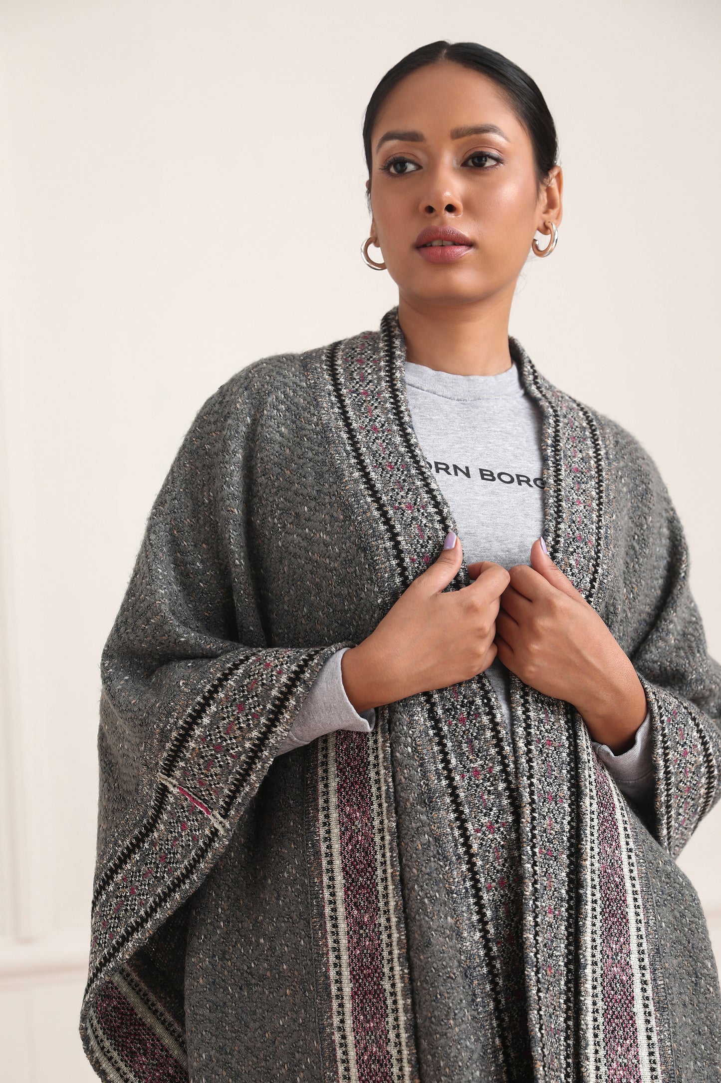 Samantha Herringbone Weave Cape