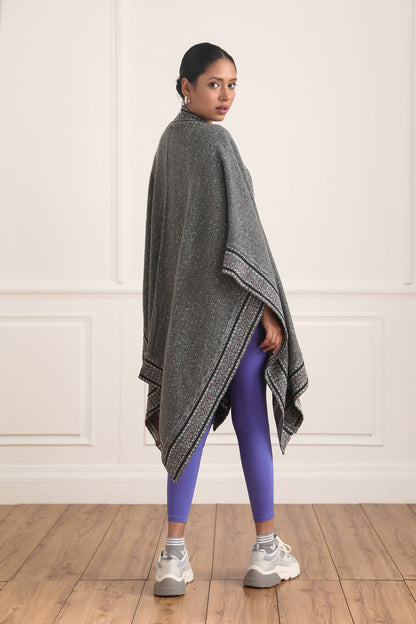 Samantha Herringbone Weave Cape