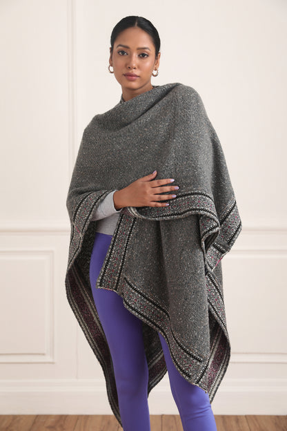 Samantha Herringbone Weave Cape