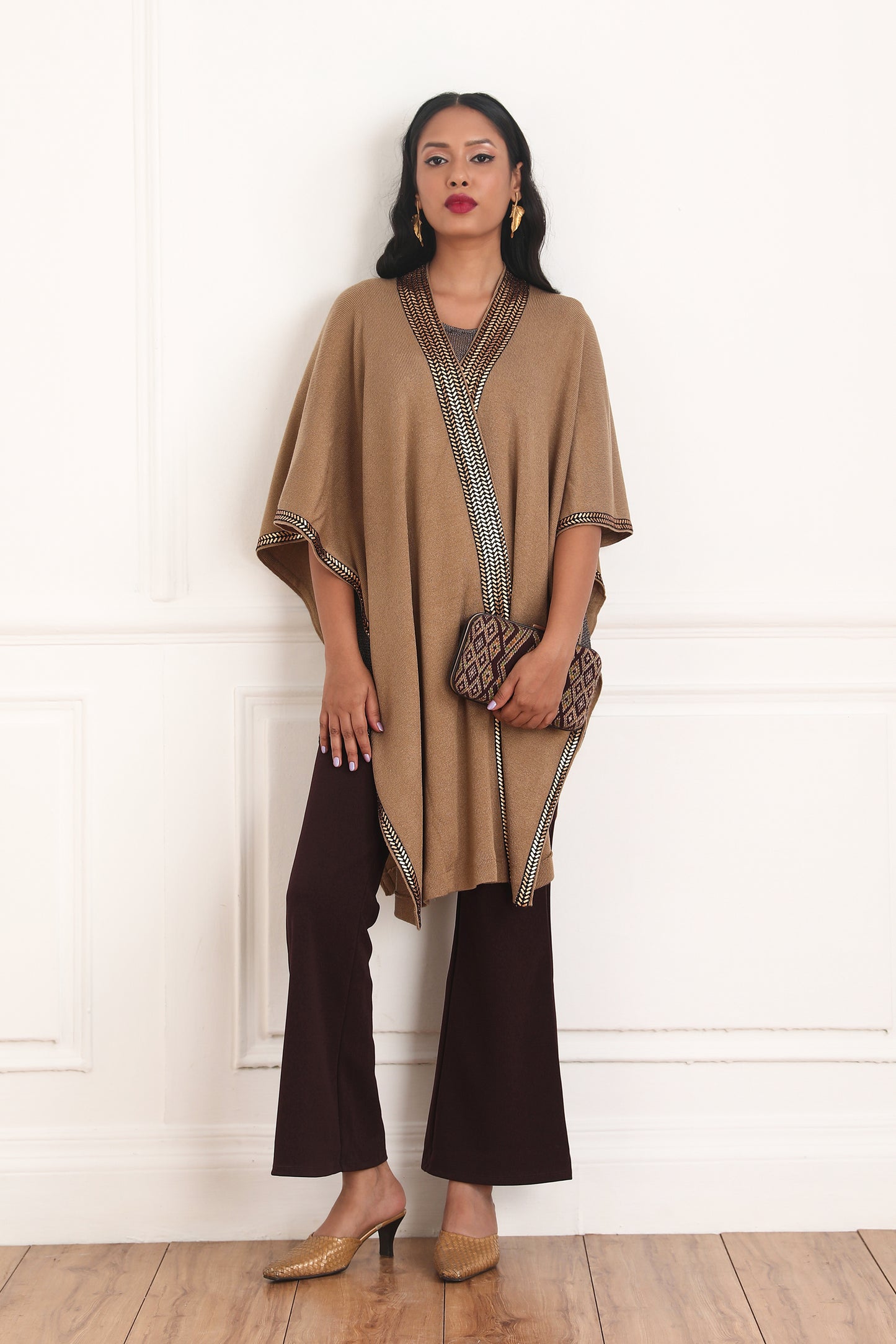 Hannah Metallic Edge Cape