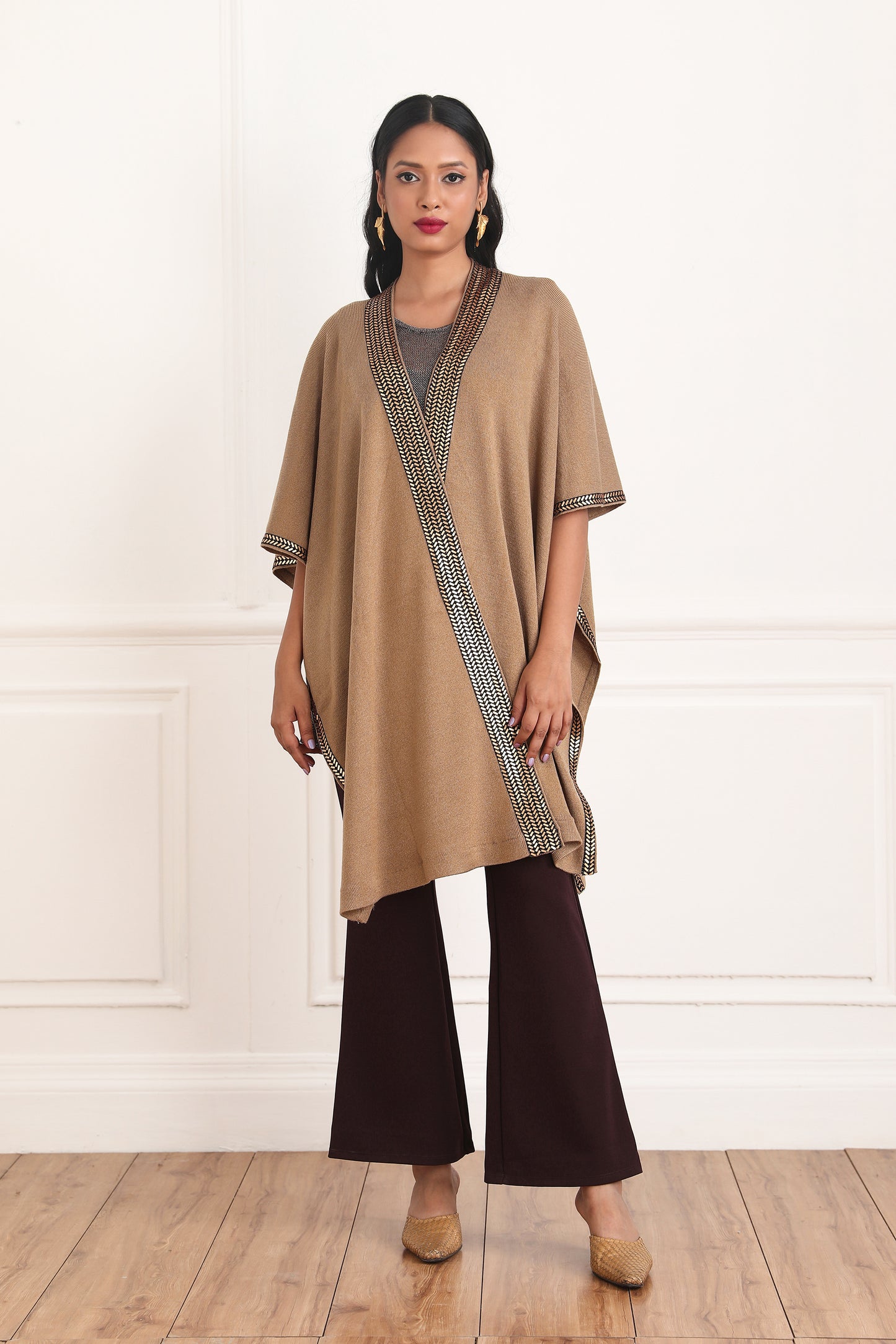 Hannah Metallic Edge Cape