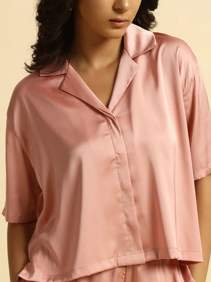 Bridal Rose -Collared Satin Set