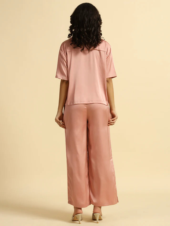 Bridal Rose -Collared Satin Set