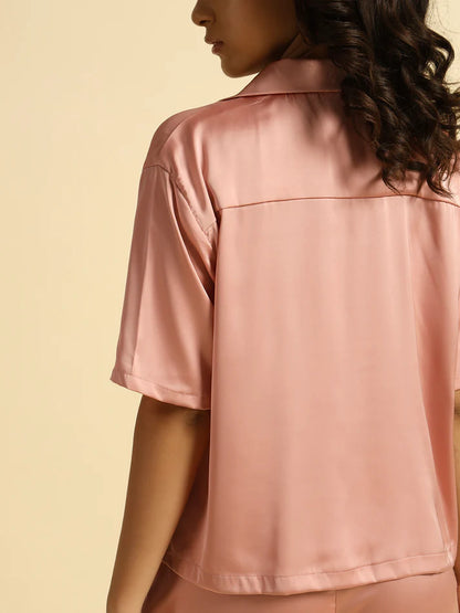 Bridal Rose -Collared Satin Set