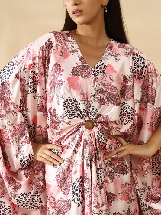 Liya Satin Kaftan Rose Pink