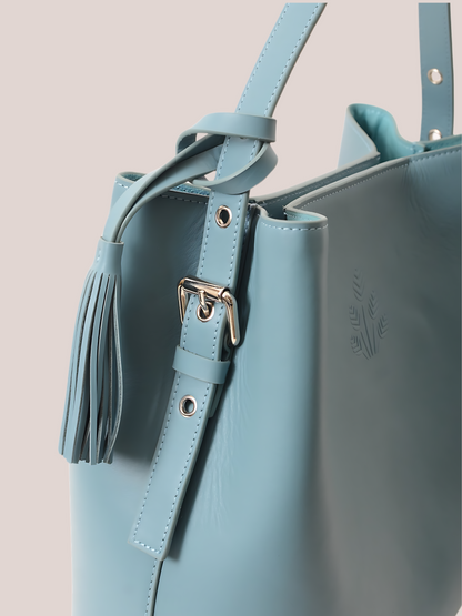 Cetus Turquoise Leather Tote Bag