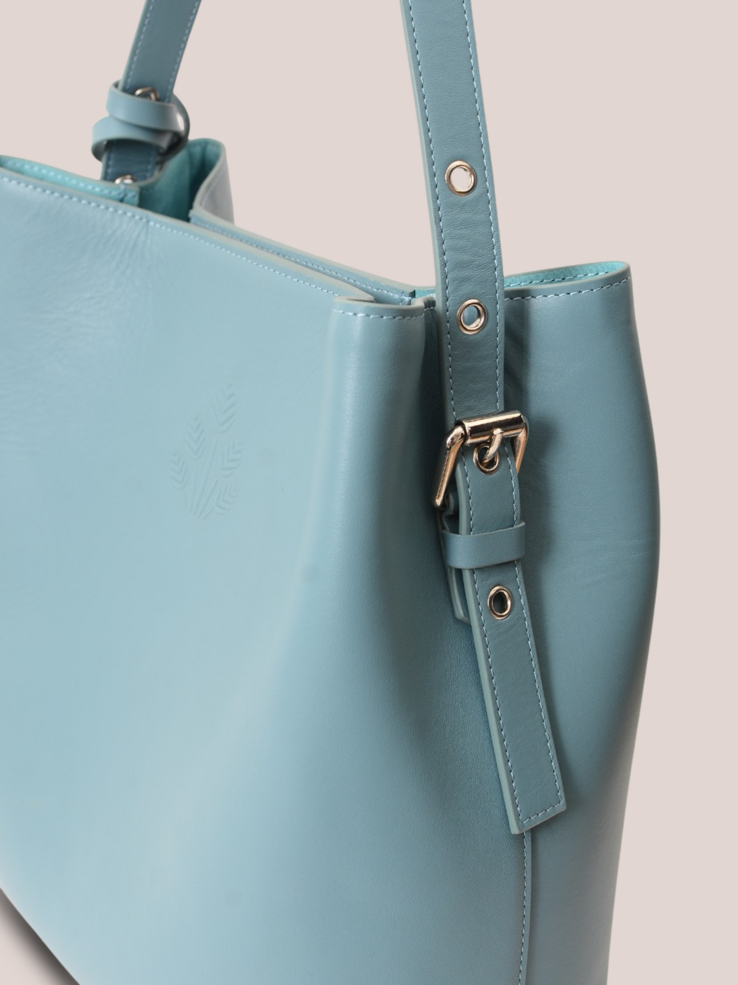 Cetus Turquoise Leather Tote Bag