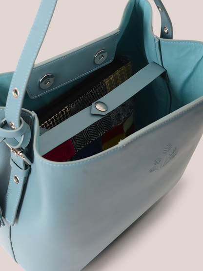 Cetus Turquoise Leather Tote Bag