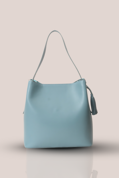 Cetus Turquoise Leather Tote Bag