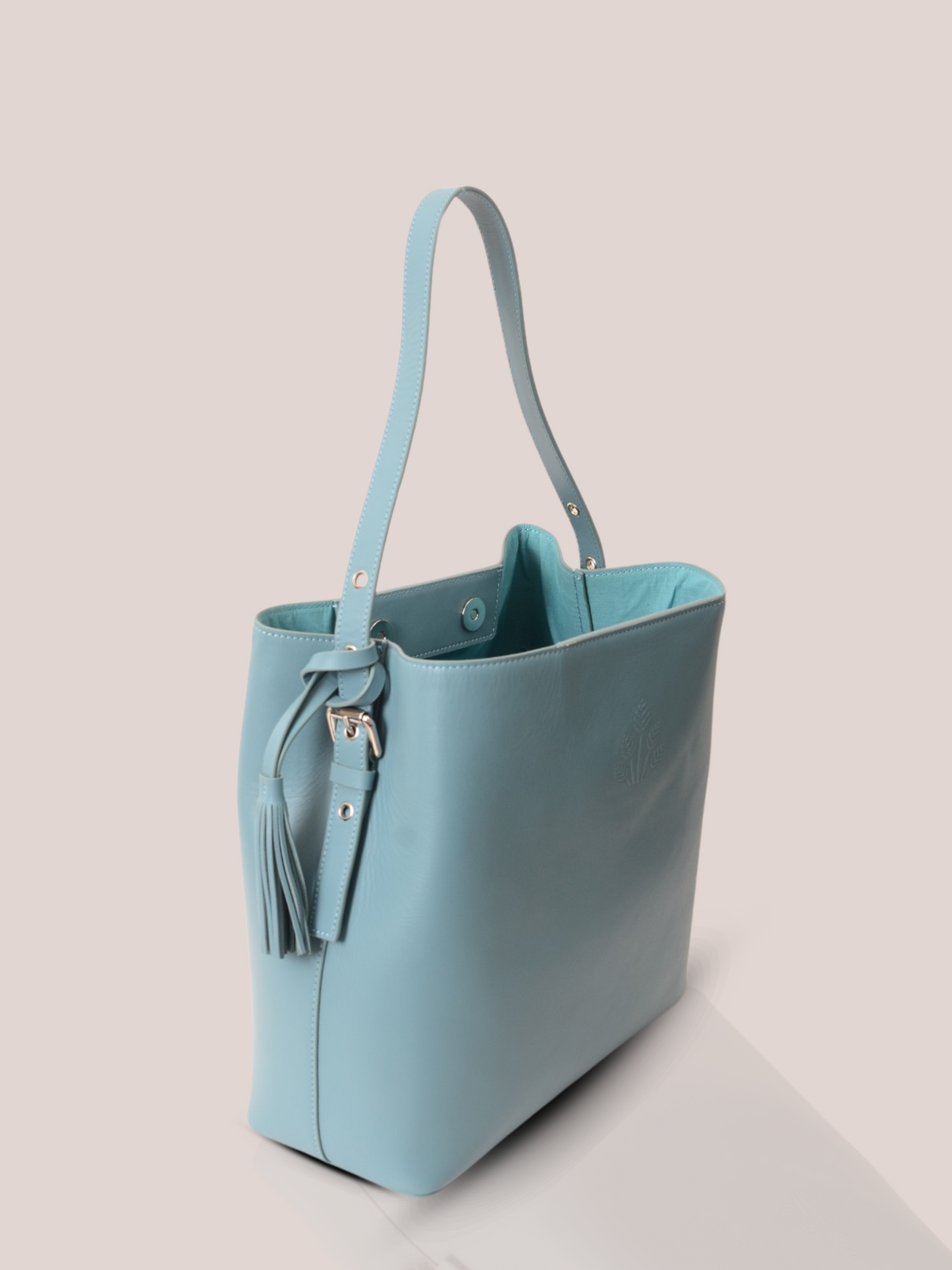 Cetus Turquoise Leather Tote Bag