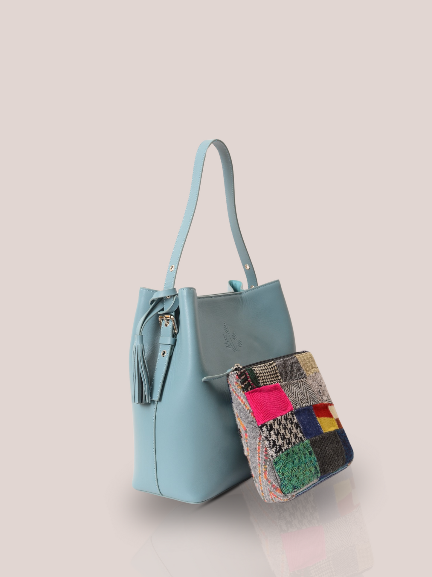 Cetus Turquoise Leather Tote Bag