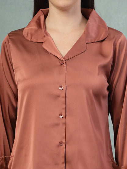 Estelle Fur-Frill Satin Co-ord Set