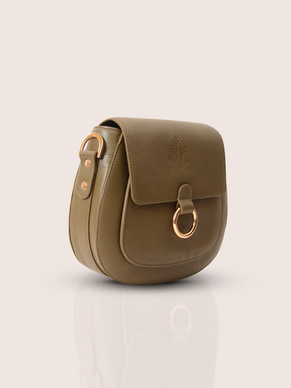 Sculptor Olive Leather Saddle Bag