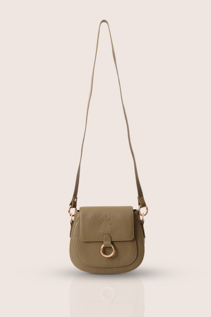 Sculptor Olive Leather Saddle Bag