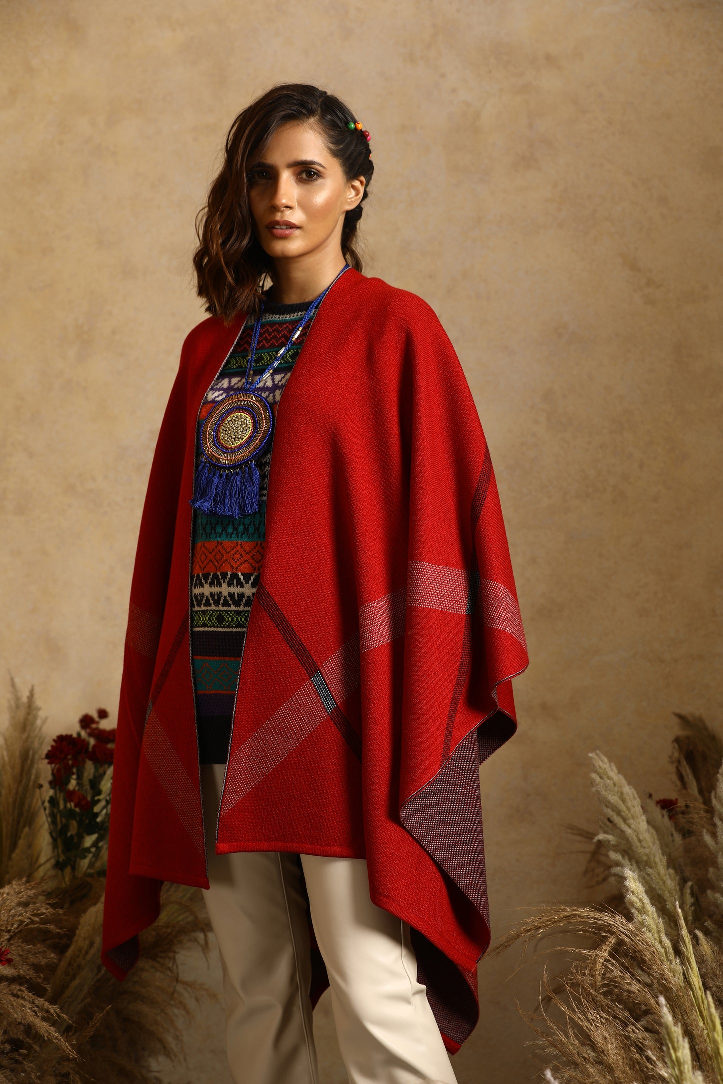 Melissa Red Checkered Cape