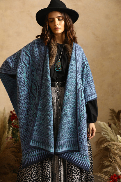 Let's Live For Today Aztec Patterned Cape