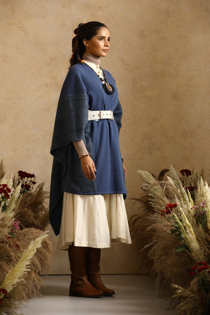 Catch The Wind Blue Thick Woollen Cape