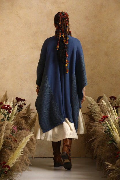 Catch The Wind Blue Thick Woollen Cape