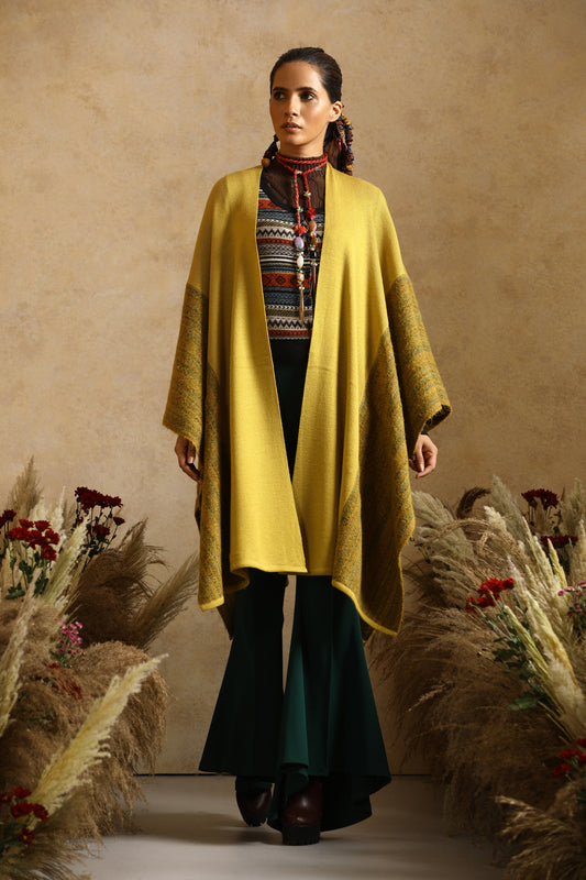 Bamboo Mustard Thick Woollen Cape