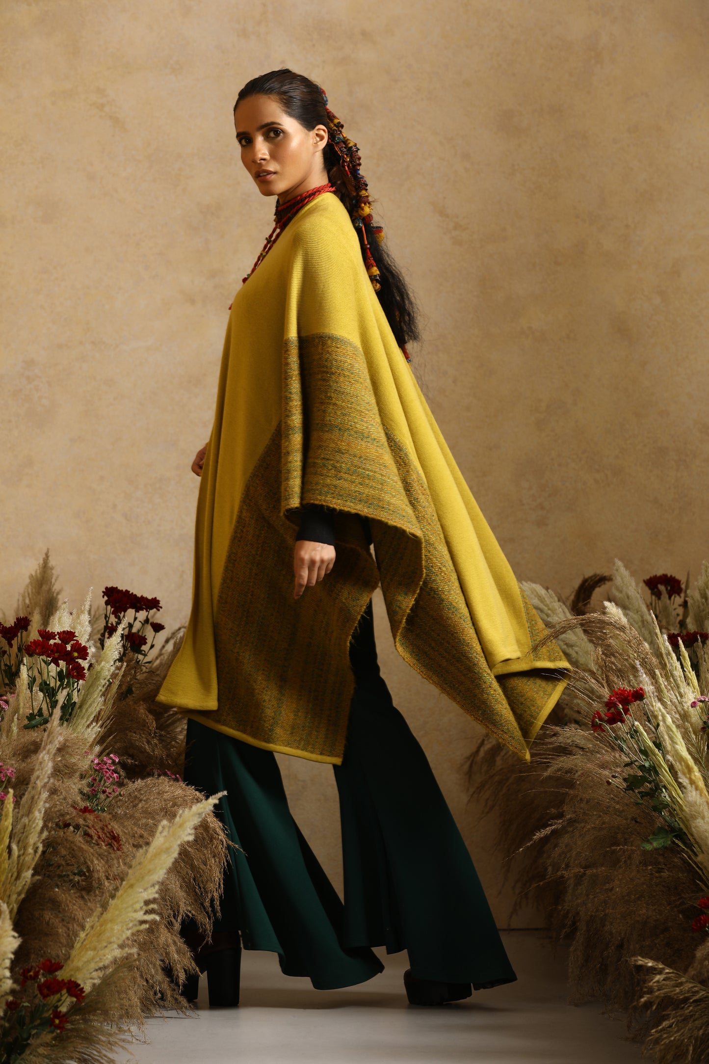 Bamboo Mustard Thick Woollen Cape