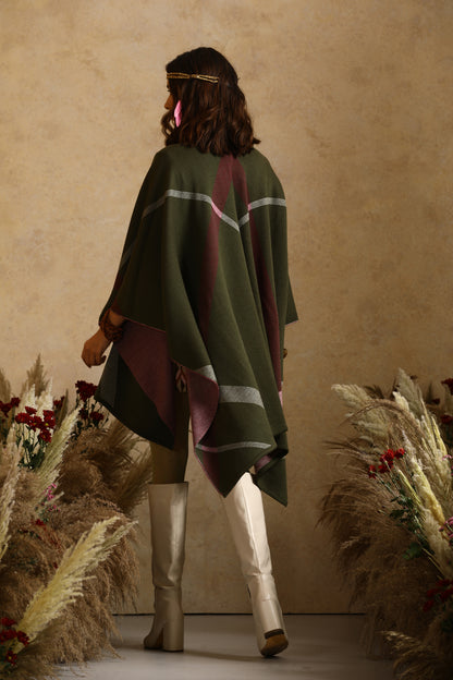 Eleanor Rigby Olive Checkered Cape