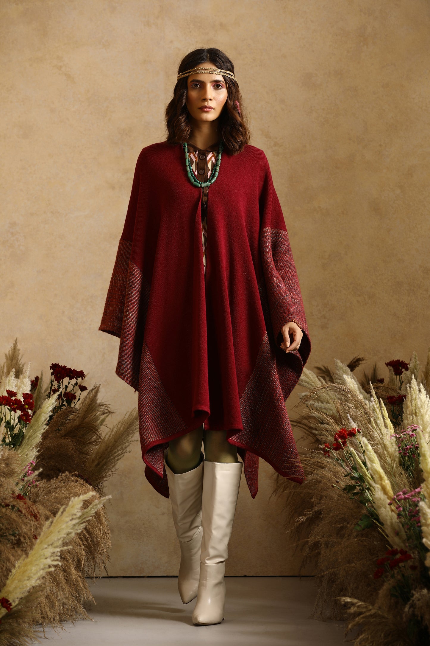 Bamboo Mustard Thick Woollen Cape