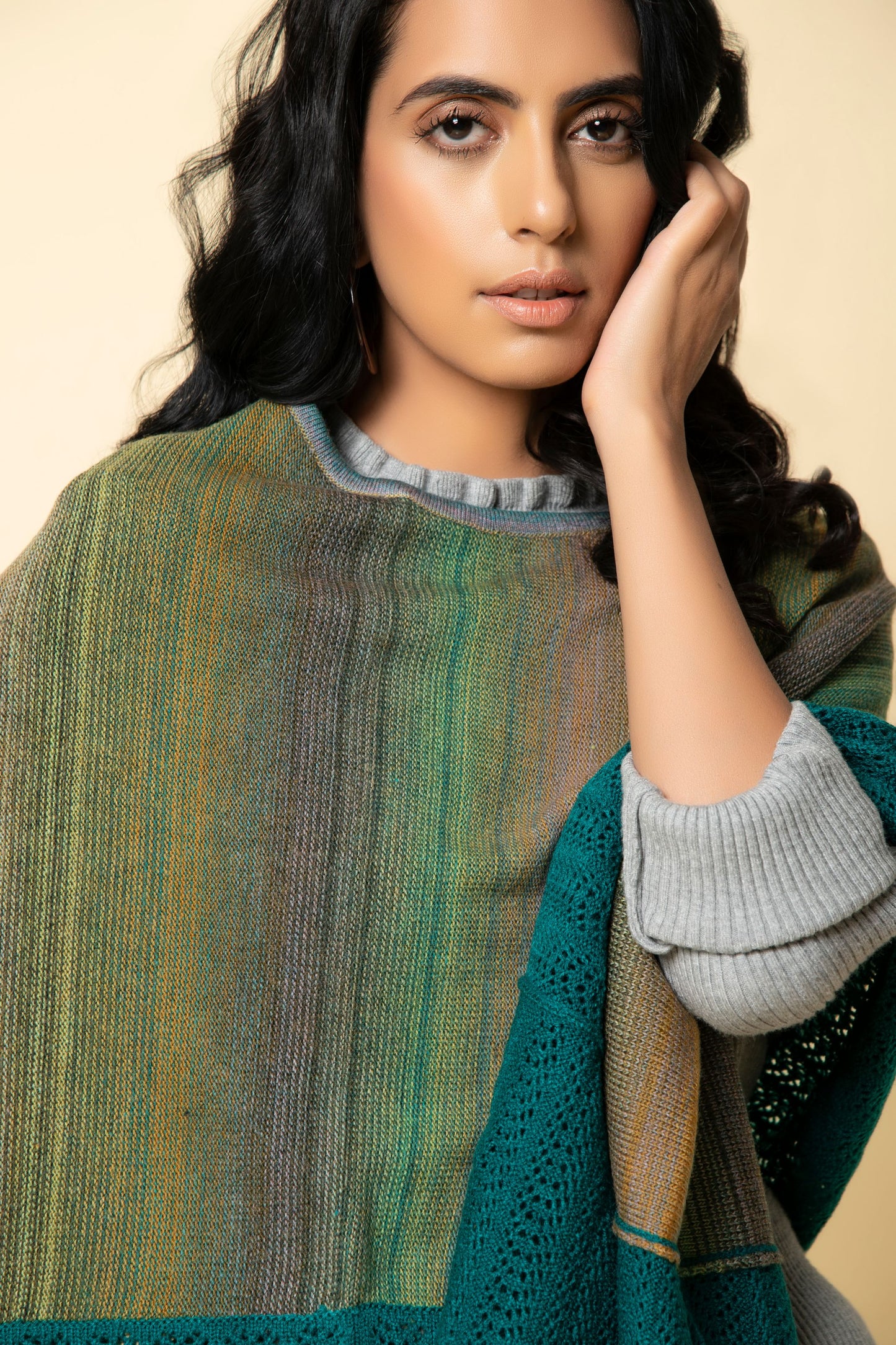 Green Magpie Ombre Poncho