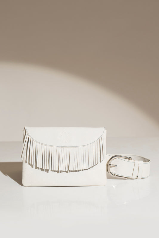 Andromeda White Leather Belt Bag