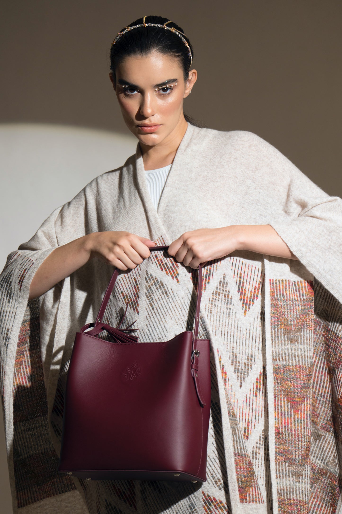 Cygnus Burgundy Leather Tote Bag