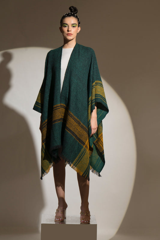 Peridot Tartan Checkered Cape