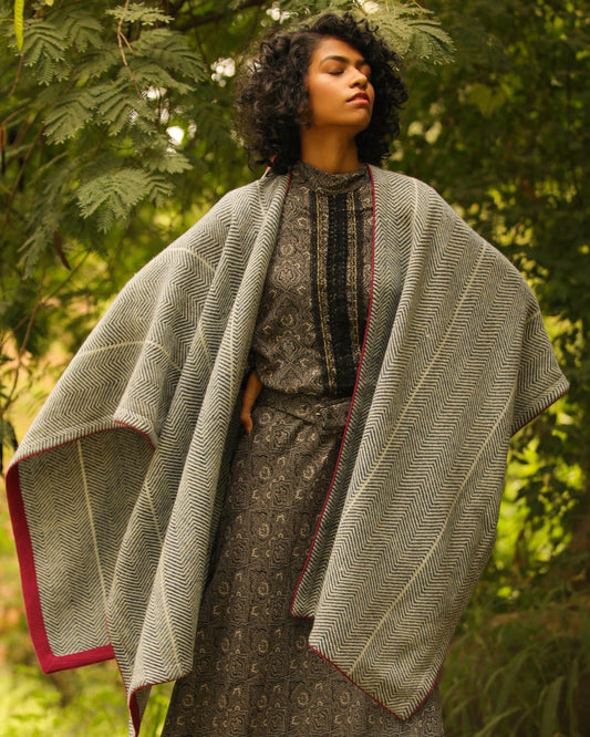 Striped Hyena Herringbone Cape