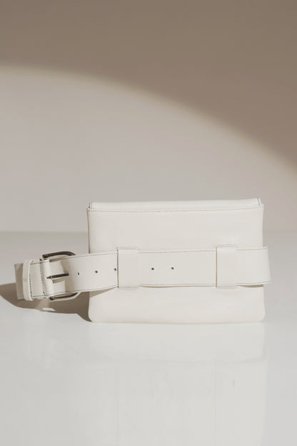 Andromeda White Leather Belt Bag