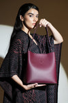Cygnus Burgundy Leather Tote Bag