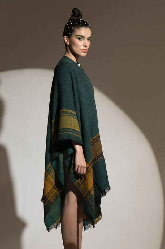 Peridot Tartan Checkered Cape