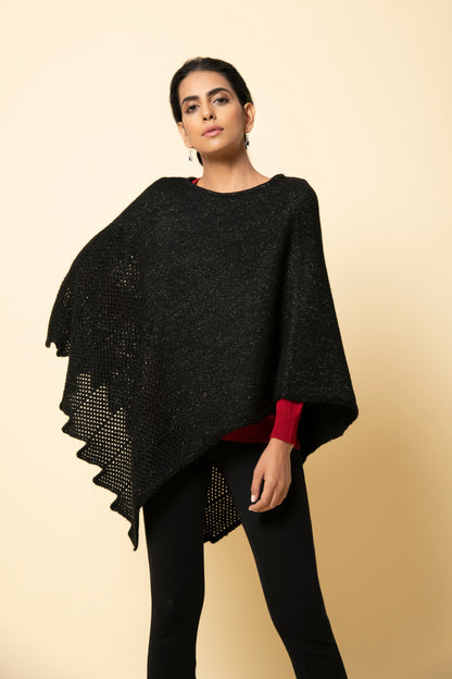 Black & Gold Zig-Zag Poncho