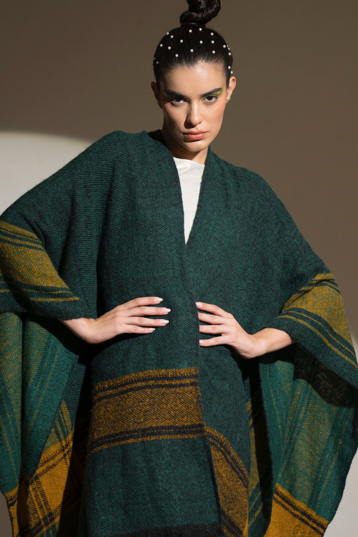 Peridot Tartan Checkered Cape