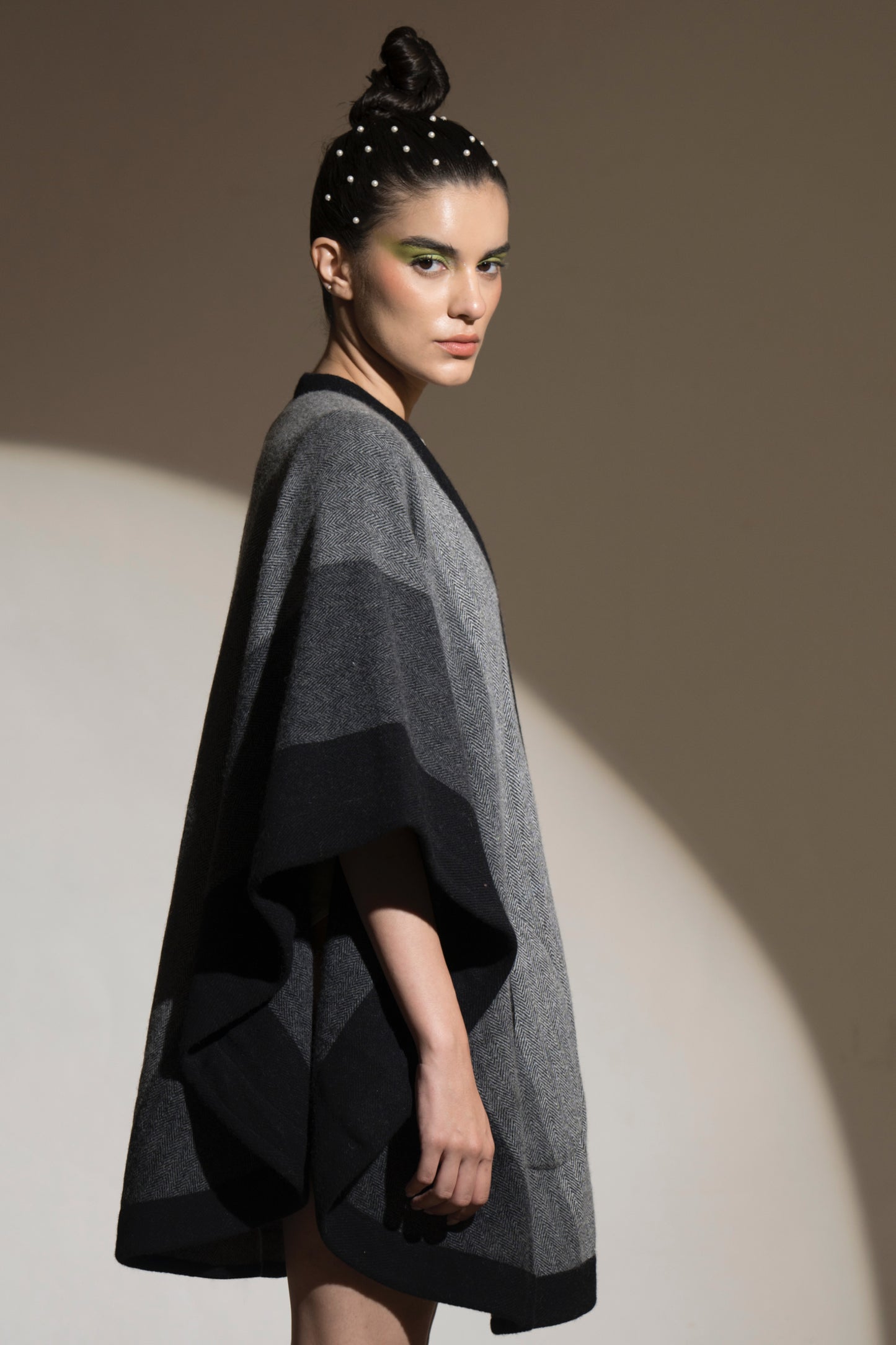 Blizzard Stone Herringbone Cape