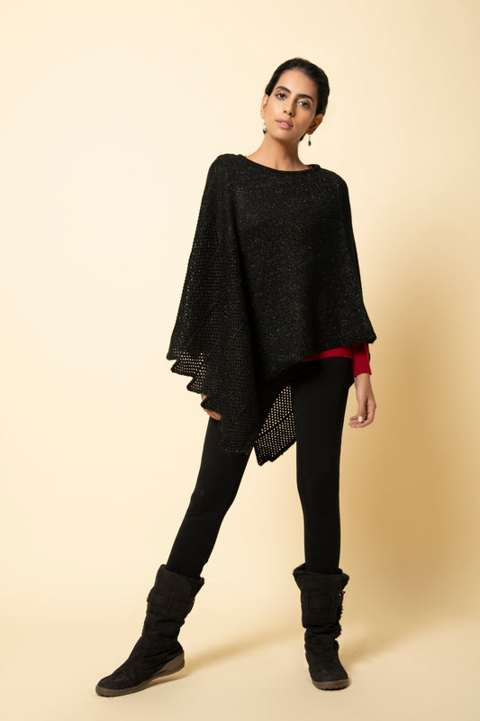 Black & Gold Zig-Zag Poncho