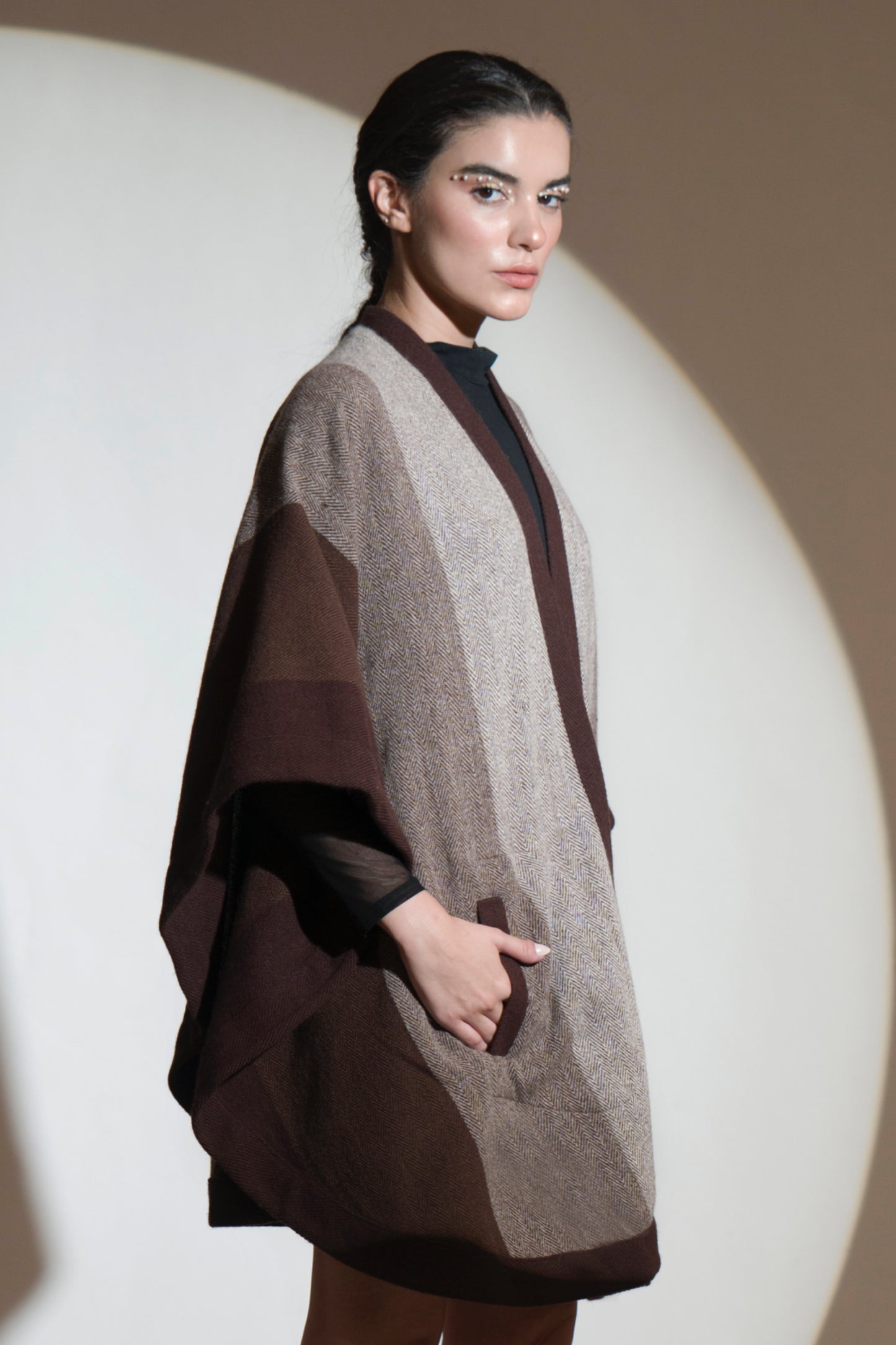 Sang-E-Maryam Herringbone Cape