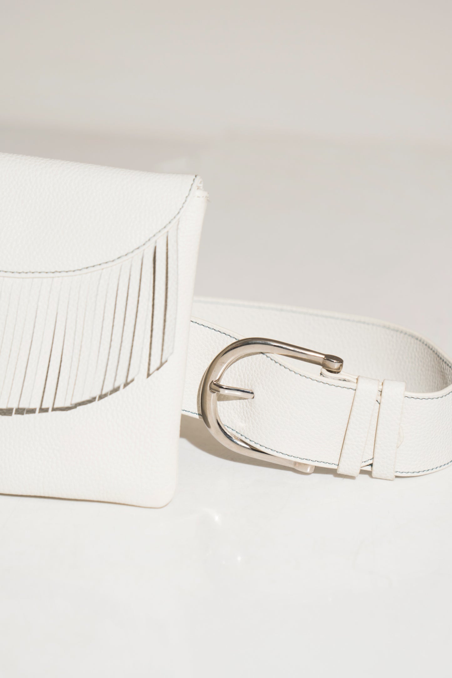 Andromeda White Leather Belt Bag