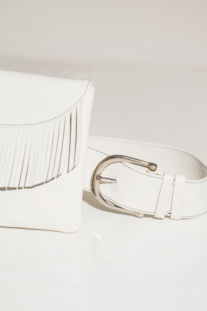 Andromeda White Leather Belt Bag