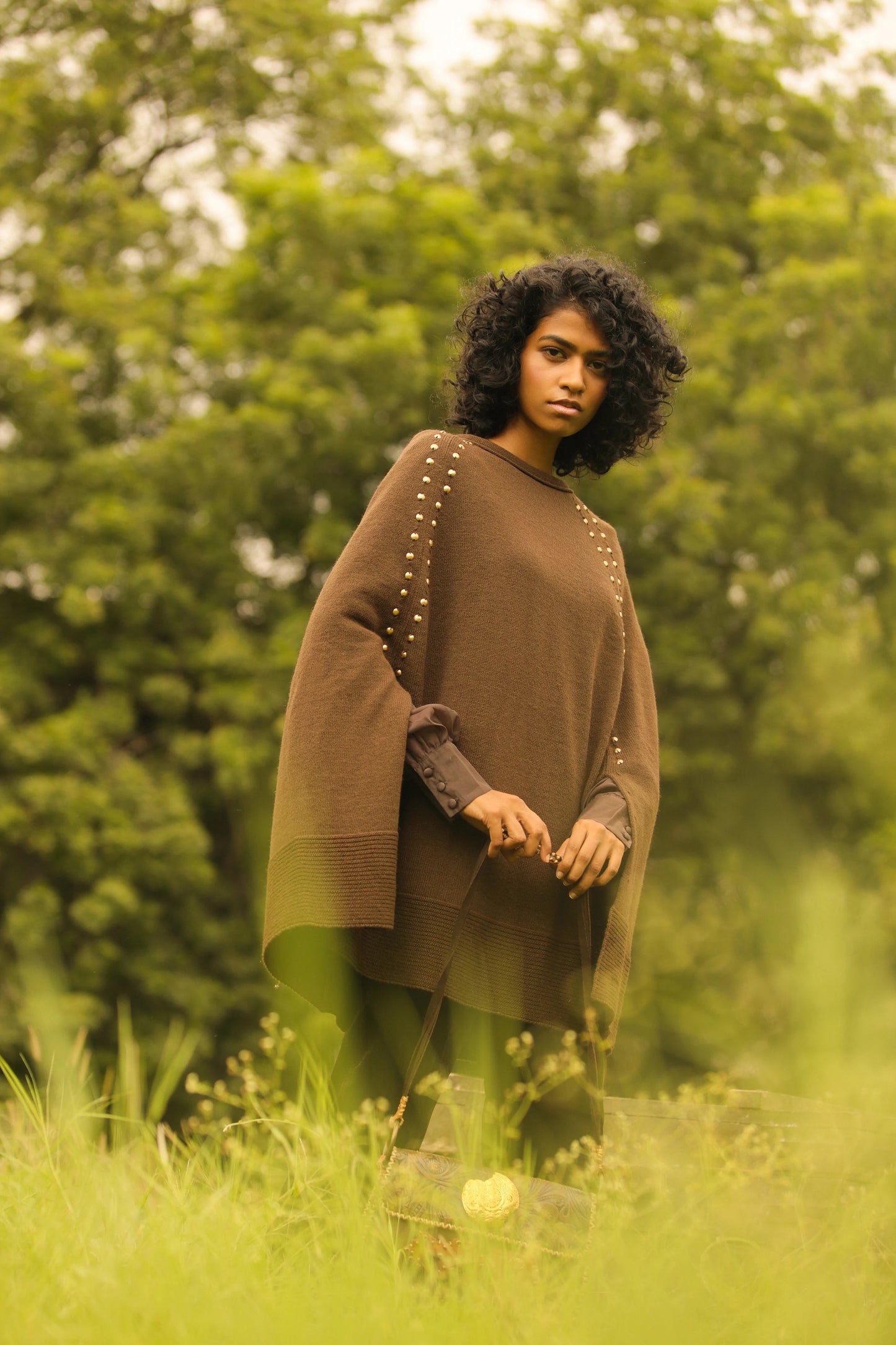 Brown Zircon Studded Cloak