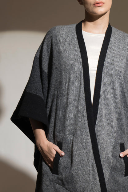 Blizzard Stone Herringbone Cape